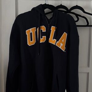 UCLA Men's Black and Gold Zip-Up Sweater